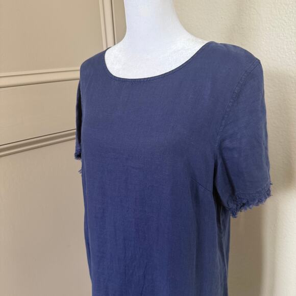 NWT Tommy Bahama Two Palms Linen T-Shirt Dress Navy Sz M Casual Summer Resort - Picture 2 of 10